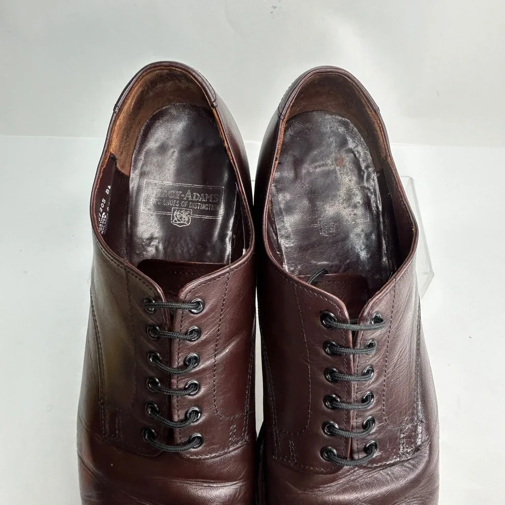 Vintage Stacy Adams Madison Cap Toe Oxford 10.5 D - Brown Kidskin Leather 00012